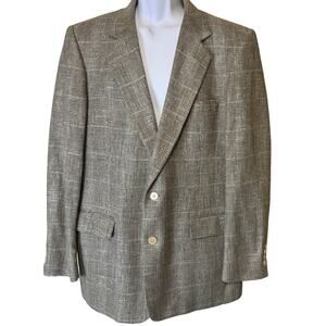 PBM PINCUS BROTHERS MAXWELL 100% SILK BLAZER JACKET SPORT COAT - 44R Tan Tweed